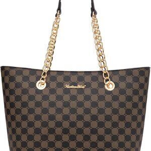 Women Tote Bag Faux Leather Large Capacity Zipper Handbag for Work Travel